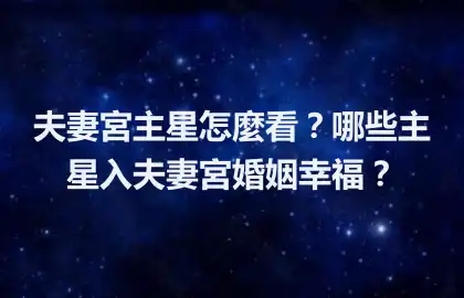 夫妻宮主星怎麼看？哪些主星入夫妻宮婚姻幸福？