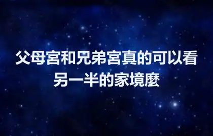 父母宮和兄弟宮真的可以看另一半的家境麼