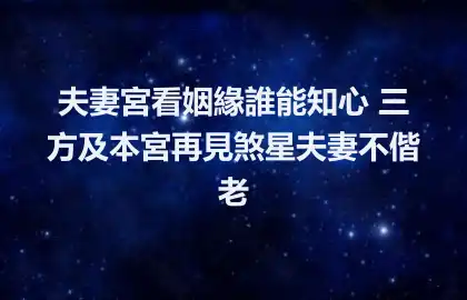 夫妻宮看姻緣誰能知心 三方及本宮再見煞星夫妻不偕老