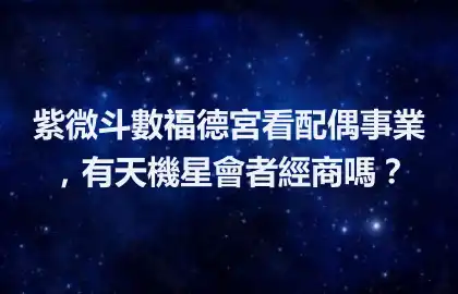 紫微斗數福德宮看配偶事業，有天機星會者經商嗎？